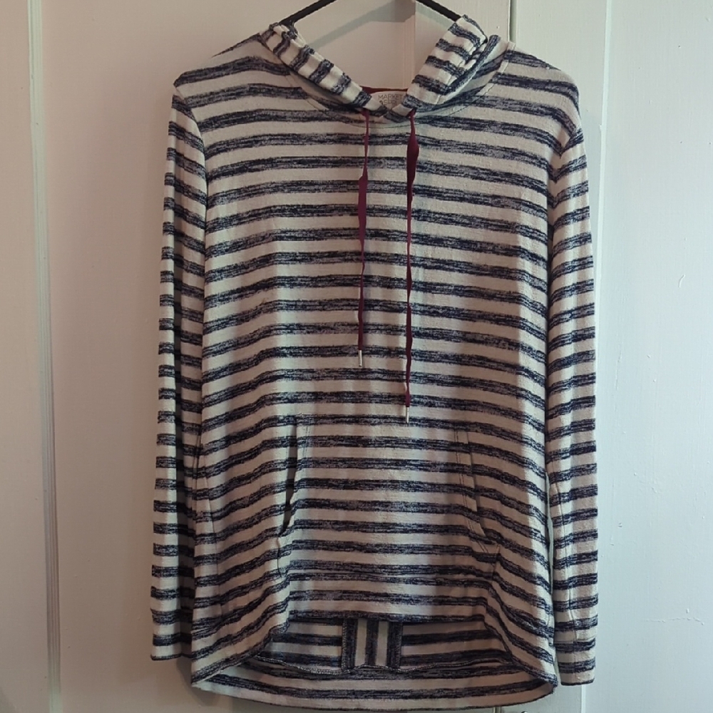 Striped Hoodie with Drawstring
